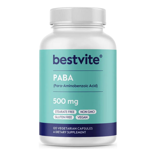 PABA 500 Mg 120 Cápsulas Antioxidante Vegano Sin Gluten