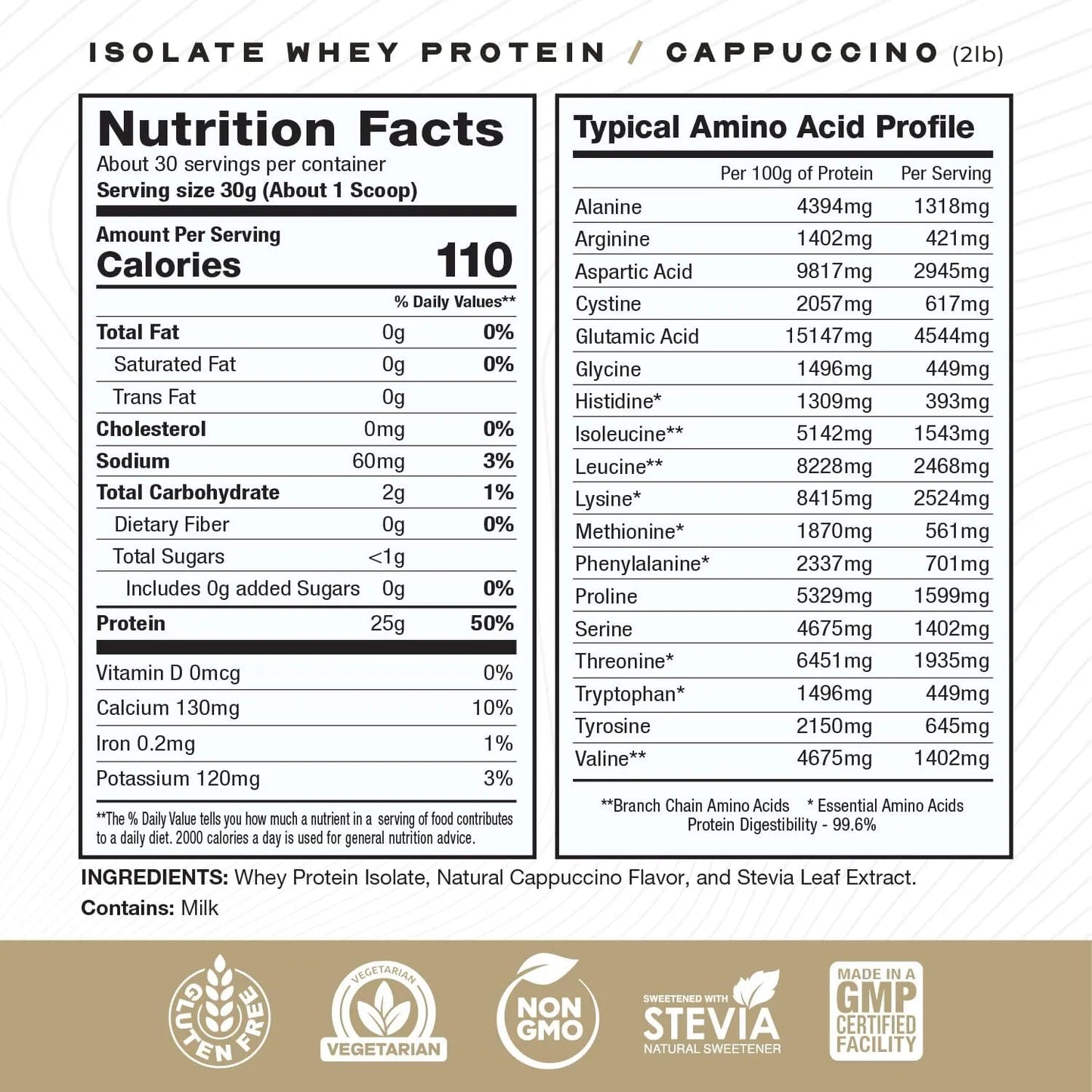 Proteina De Suero Alimentado Con Pasto Sabor Capuchino 900g Muscle Feast