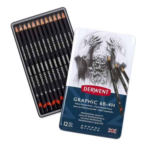 Lápiz Grafito Derwent 34214 Pack 12u Negro Precisión Durabilidad