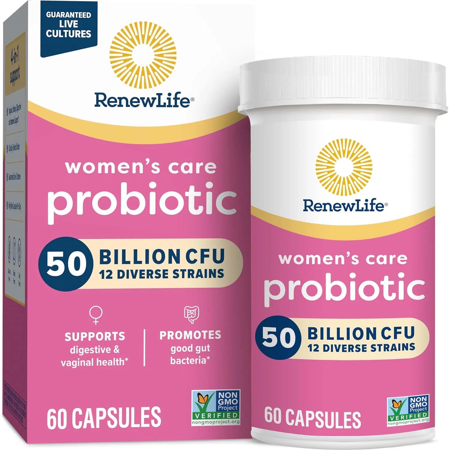 Probióticos Para Mujeres Renew Life 60 Cápsulas Salud Vaginal Digestiva E Inmune