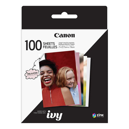 Papel Adhesivo Fotográfico ZINK 2x3 Pulgadas 100 Hojas Para Impresoras IVY