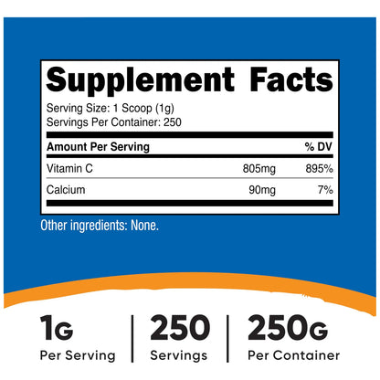 Ascorbato De Calcio En Polvo 250 Porciones Nutricost Vitamina C Y Calcio Vegano