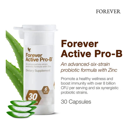 Forever Active Pro B Probiótico Avanzado 8 Mil Millones UFC 6 Cepas Sinérgicas 30 Cápsulas