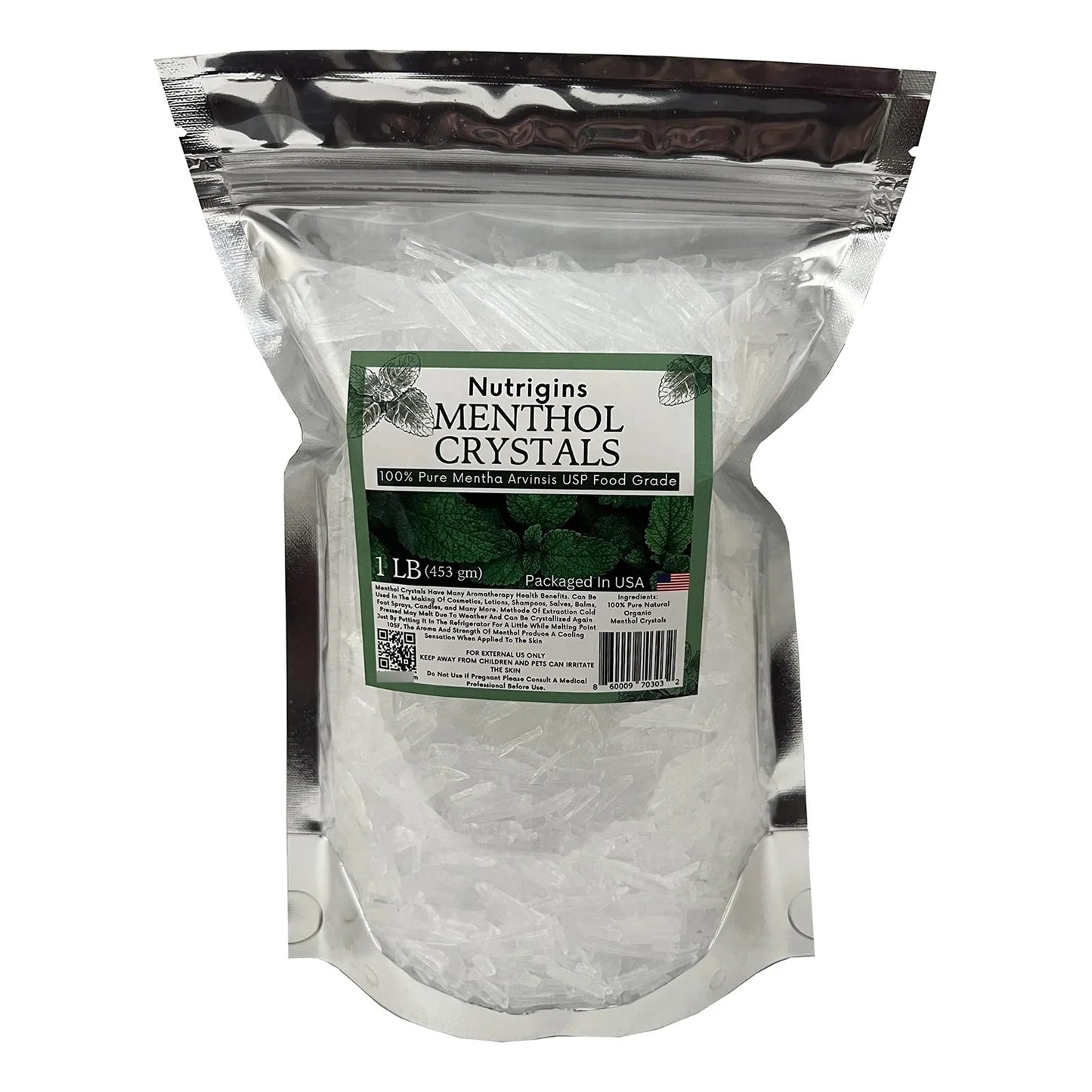 Cristales De Mentol Orgánico Puro 454 Gramos Frescura Natural Y Versatilidad
