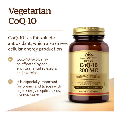 Capsulas Vegetales Coenzima Q10 200 Mg 60 Unidades Antioxidante Corazon Vegano Sin Gluten