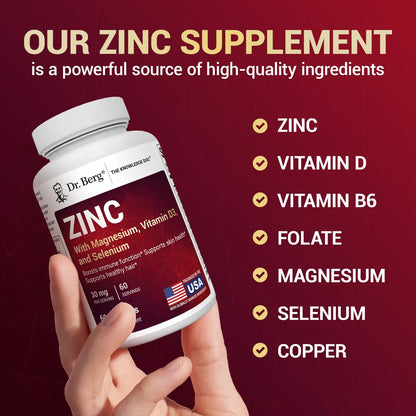 Dr Berg Zinc 30mg Con Magnesio Vitamina D3 Selenio Cobre Suplemento Inmunologico 60 Capsulas