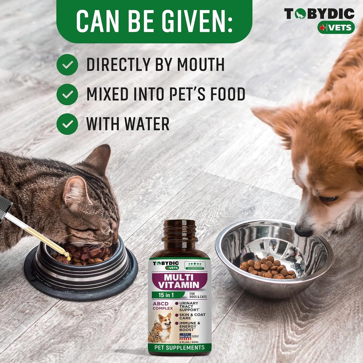 Multivitamínico 15 En 1 Para Gatos Y Perros Con Arándano Y Glucosamina Importado USA