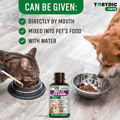 Multivitamínico 15 En 1 Para Gatos Y Perros Con Arándano Y Glucosamina Importado USA