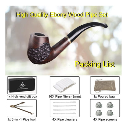 Kit Pipa Tabaco Ebano Con Accesorios Premium Regalo Ideal