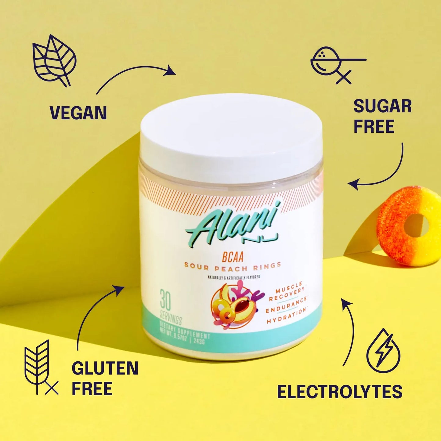 BCAA Energético En Polvo Sabor Frutal 300g Recuperación Muscular Sin Calorías