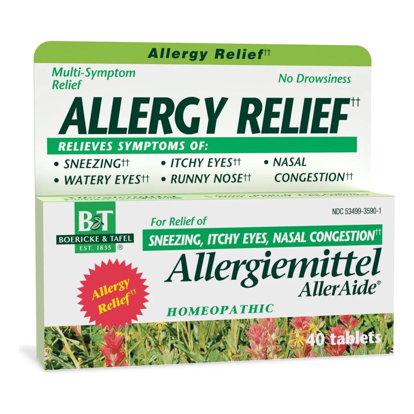 Alivio Natural Para Alergias 40 Tabletas Efectivas Y Rapidas Sin Somnolencia