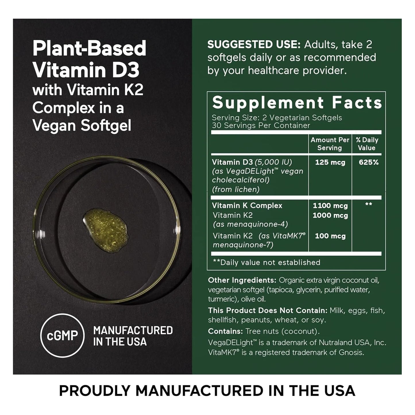Vitamina D3 Vegana Con K2 5000 Ui 90 Capsulas Salud Osea E Inmunidad