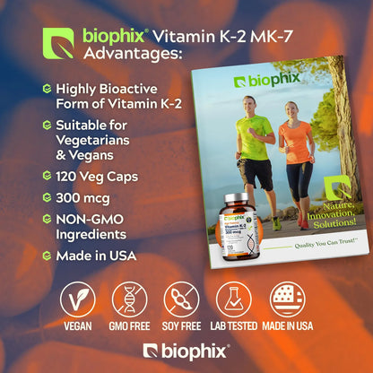 Vitamina K2 MK7 300mcg 120 Cápsulas Veganas Salud Ósea Y Cardiovascular