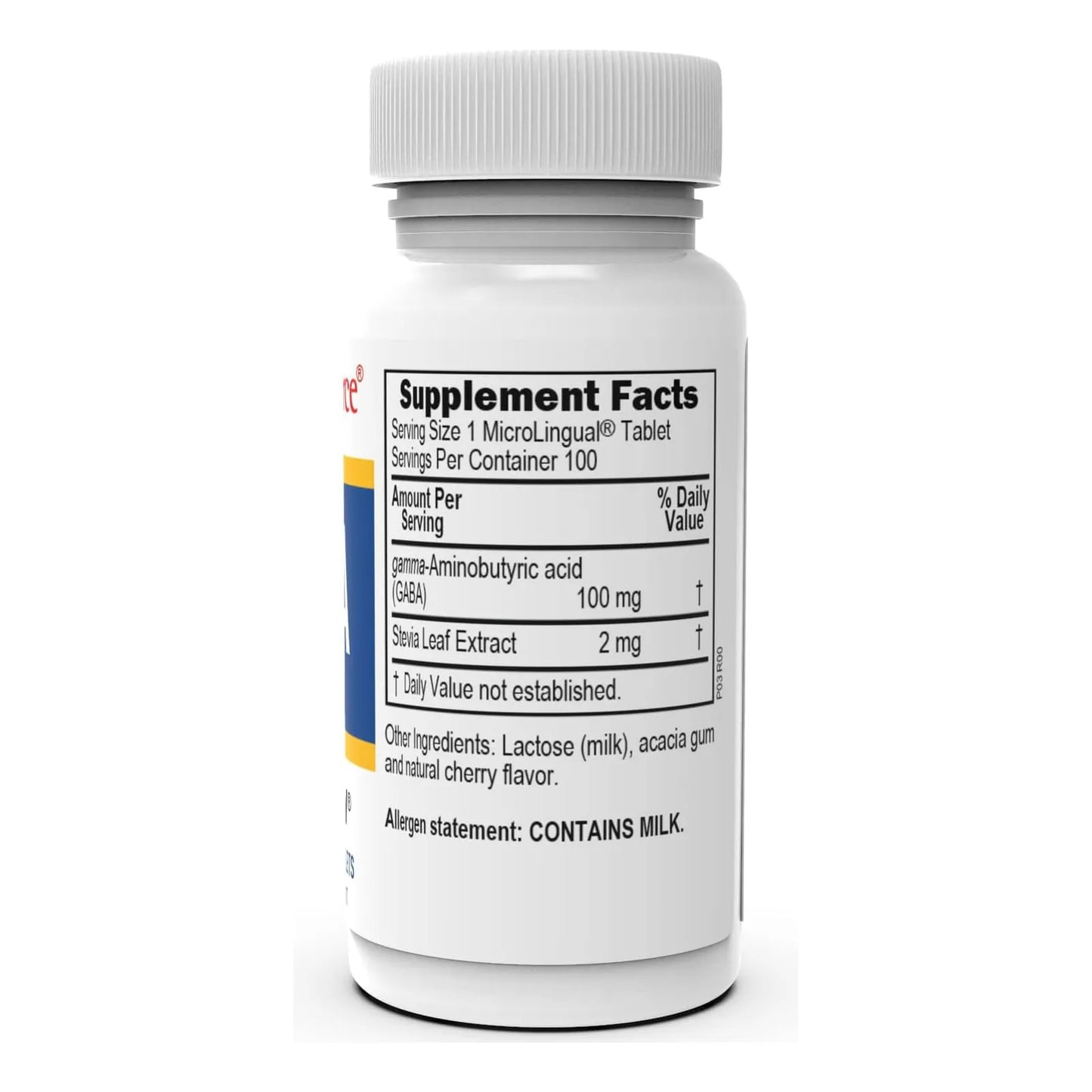 Tabletas Microlingües GABA 100 Mg Disolución Rápida 100 Unidades Apoyo Cerebral Y Relajación