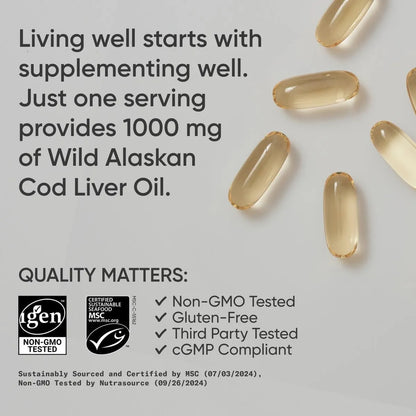 Aceite De Hígado De Bacalao 120 Cápsulas Suaves 1000 Mg Con Vitaminas A y D3