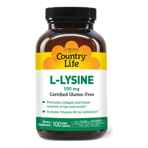 L-Lisina 500mg Con B6 Para Salud Inmunológica Y Renovación De Colágeno 100 Cápsulas Veganas