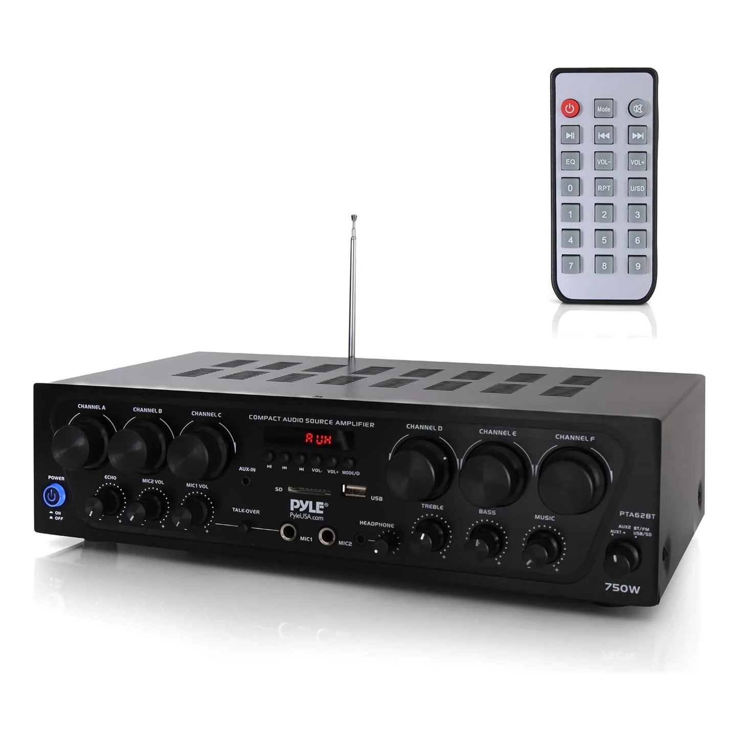 Amplificador Bluetooth Pyle 6 Canales 750W Sonido Potente Y Versatil