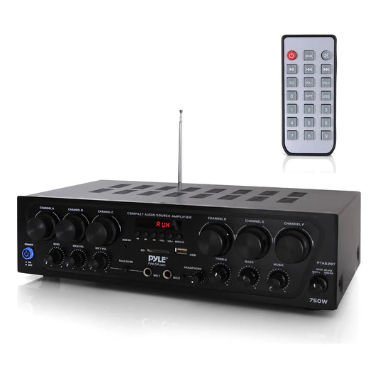 Amplificador Bluetooth Pyle 6 Canales 750W Sonido Potente Y Versatil