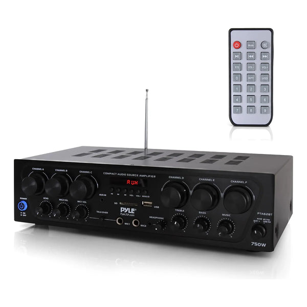 Amplificador Bluetooth Pyle 6 Canales 750W Sonido Potente Y Versatil