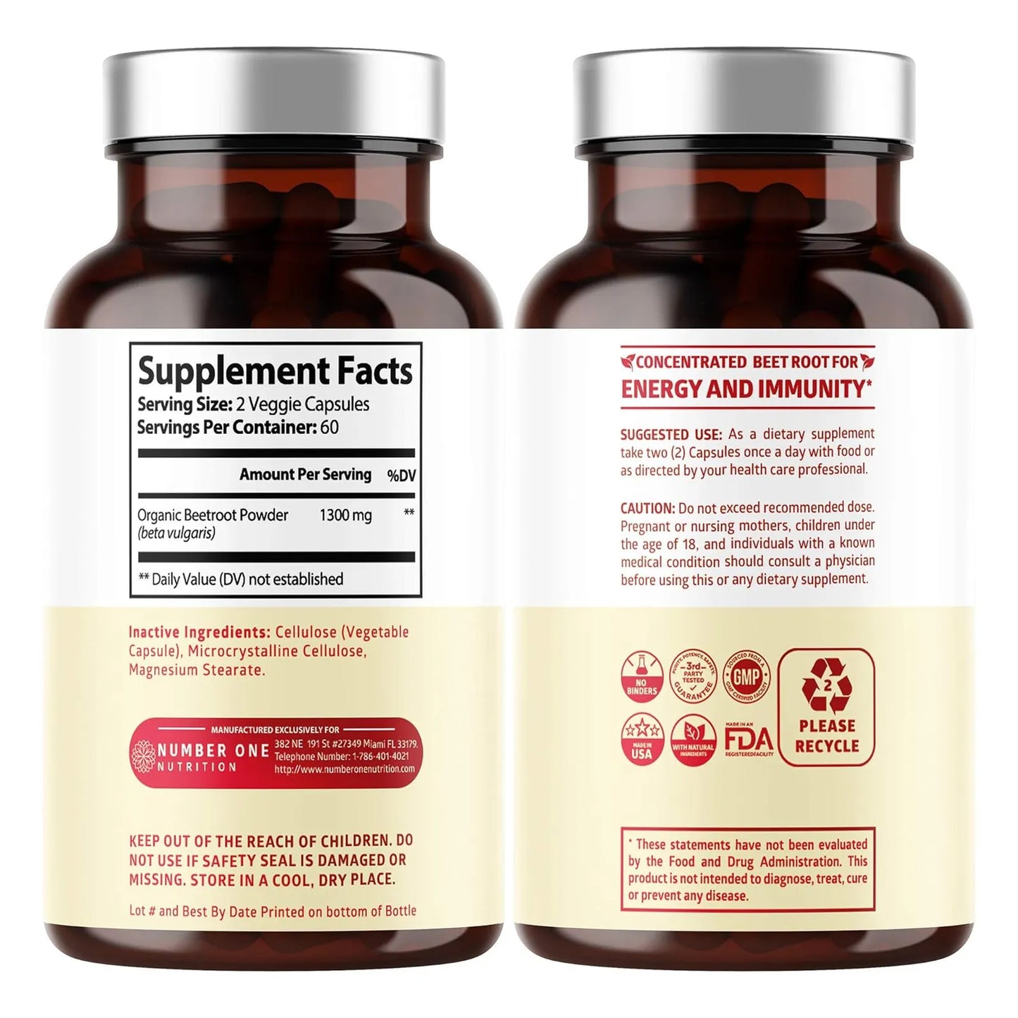 Capsulas De Raiz De Remolacha Organica 1300 Mg 200 Unidades Energia Y Resistencia