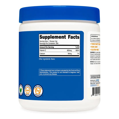 Ascorbato De Calcio En Polvo 250 Porciones Nutricost Vitamina C Y Calcio Vegano