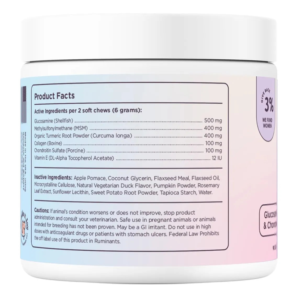 Masticables Suaves Para Perros Con Glucosamina Condroitina Colageno Y Curcuma 90 Unidades
