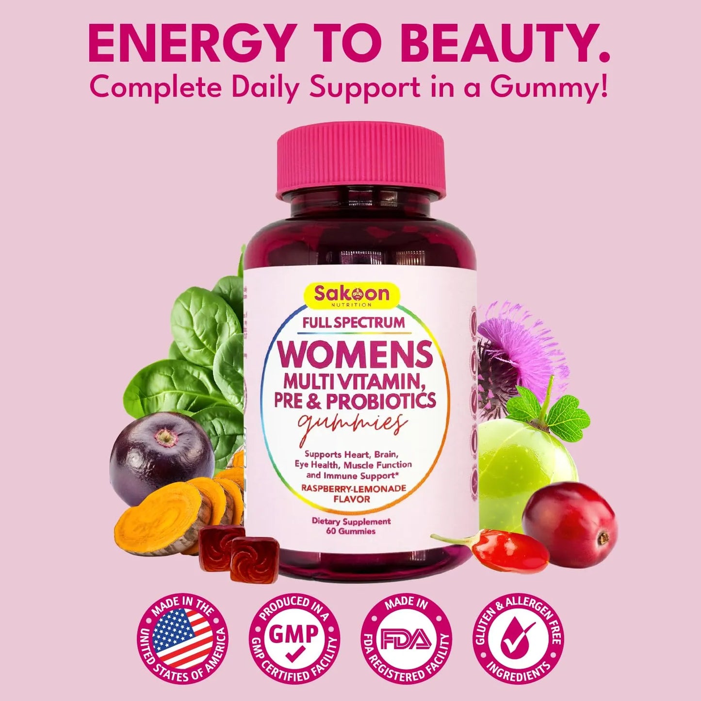 Gomitas Multivitamínicas Halal Para Mujer Con Probióticos Y Prebióticos Veganas