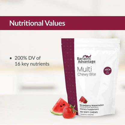 Multivitaminico Masticable Sabor Sandia Fresa 60 Unidades Para Pacientes Bariatricos