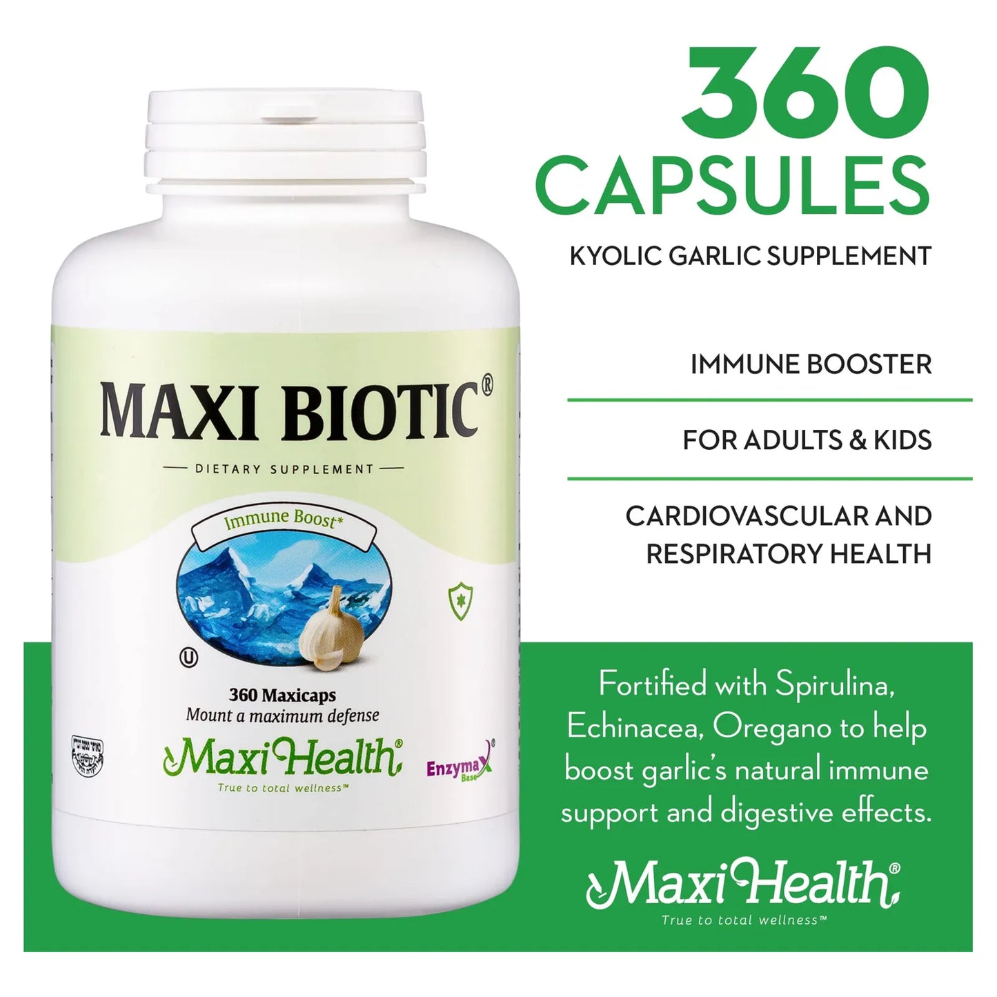 Capsulas De Extracto De Ajo Envejecido Kyolic 360 Unidades Con Espirulina Y Equinacea Antioxidante Natural
