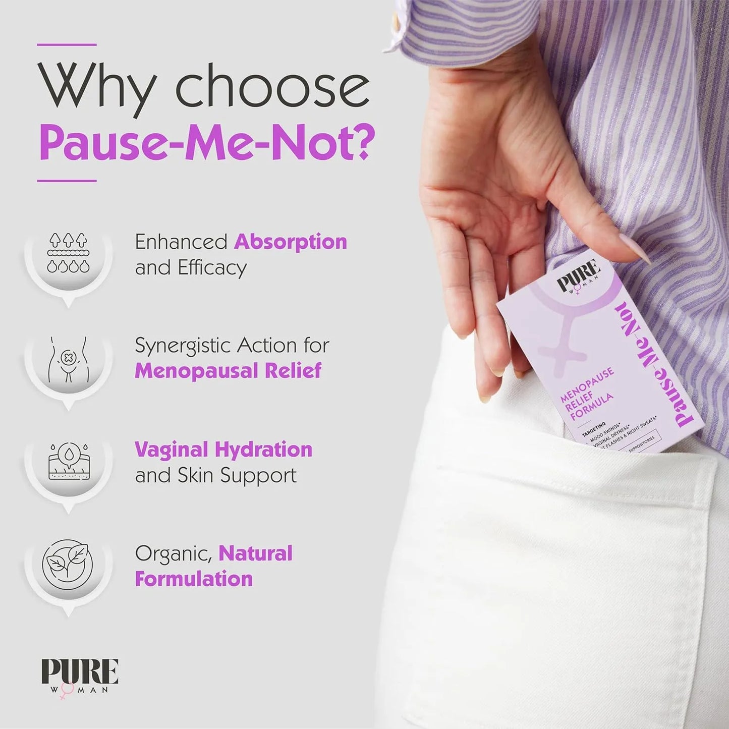Supositorios Menopausia Pure Woman Pause Me Not Alivia Sofocos Sequedad Vaginal