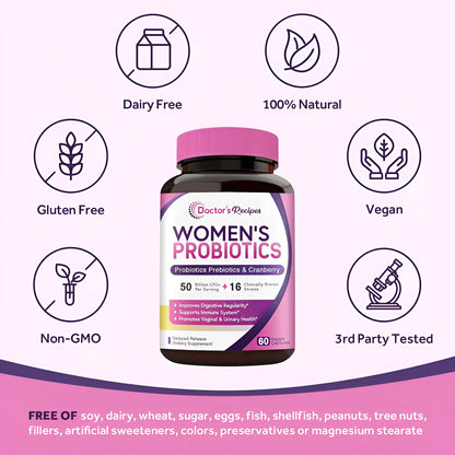 Probiótico Para Mujeres Doctor's Recipes 60 Cápsulas Salud Digestiva Y Vaginal - Imagen 3