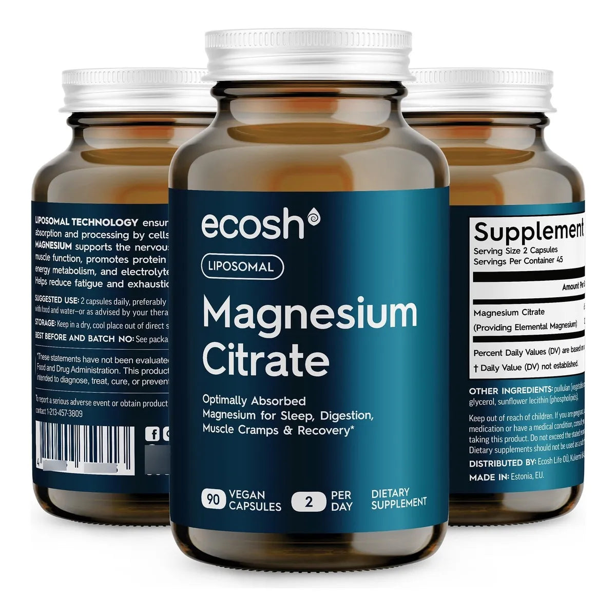 Cápsulas Liposomales De Citrato De Magnesio Alta Absorción Para Sueño Y Calambres
