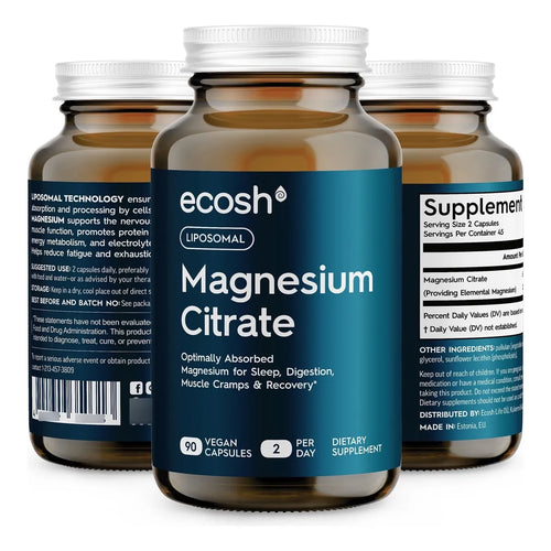 Cápsulas Liposomales De Citrato De Magnesio Alta Absorción Para Sueño Y Calambres