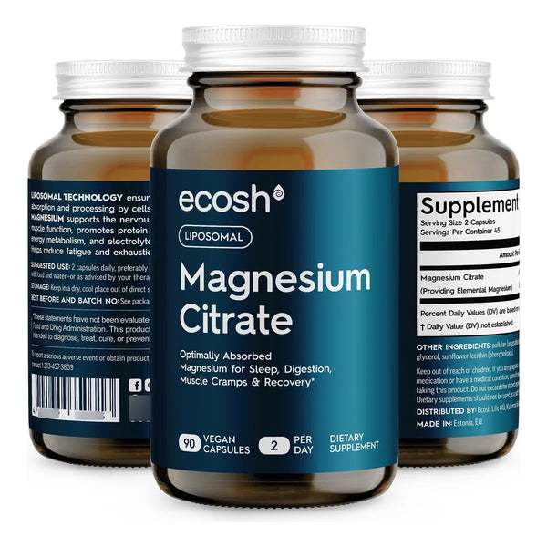 Cápsulas Liposomales De Citrato De Magnesio Alta Absorción Para Sueño Y Calambres