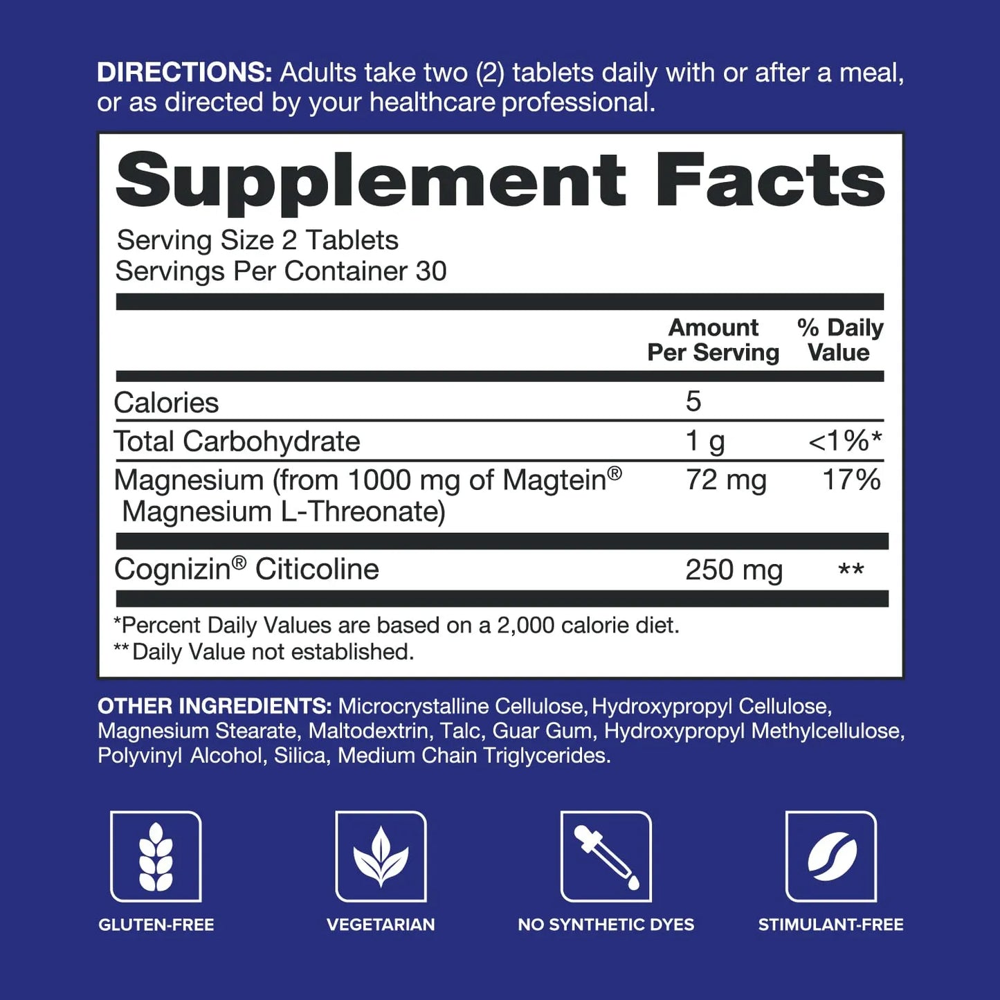 Brain Health Focus Plus L Treonato Magnesio Citicolina Mejora Concentracion 60 Caps