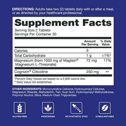 Brain Health Focus Plus L Treonato Magnesio Citicolina Mejora Concentracion 60 Caps