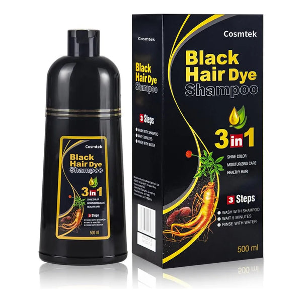 Champú Tinte Negro Semipermanente Cubre Canas Sin Amoníaco Nutrición Intensa