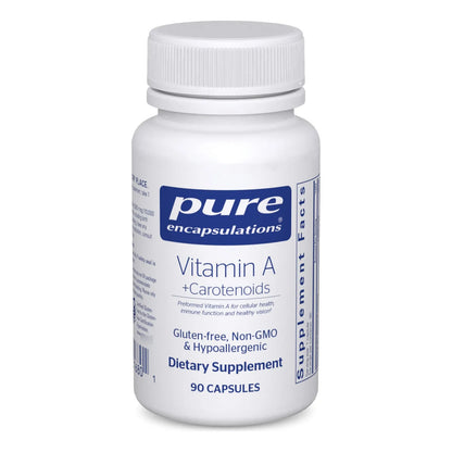 Pure Encapsulations Vitamina A + Carotenoides Luteína Zeaxantina Astaxantina Suplemento Hipoalergénico 90 Cápsulas
