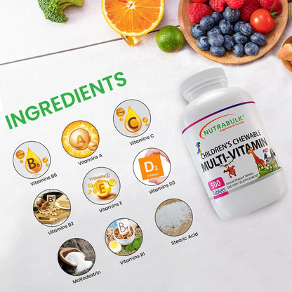 Multivitaminas Masticables Infantiles Con Vitaminas A C D3 E B12 Zinc Sabor Frutas