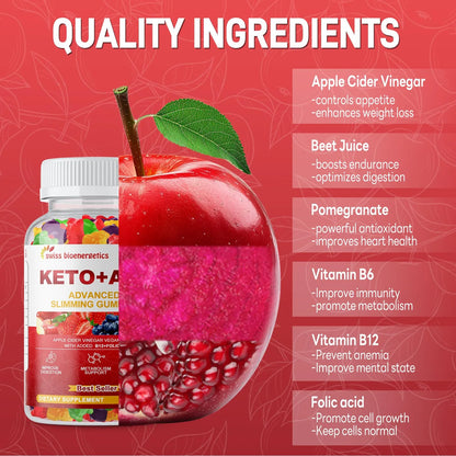 Gomitas Keto Vinagre De Sidra De Manzana 1500 Mg Sabor Frutas Apoyo Dieta