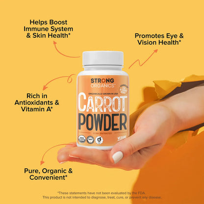 Capsulas De Polvo De Zanahoria Organica 120 Unidades Antioxidantes Vitamina A