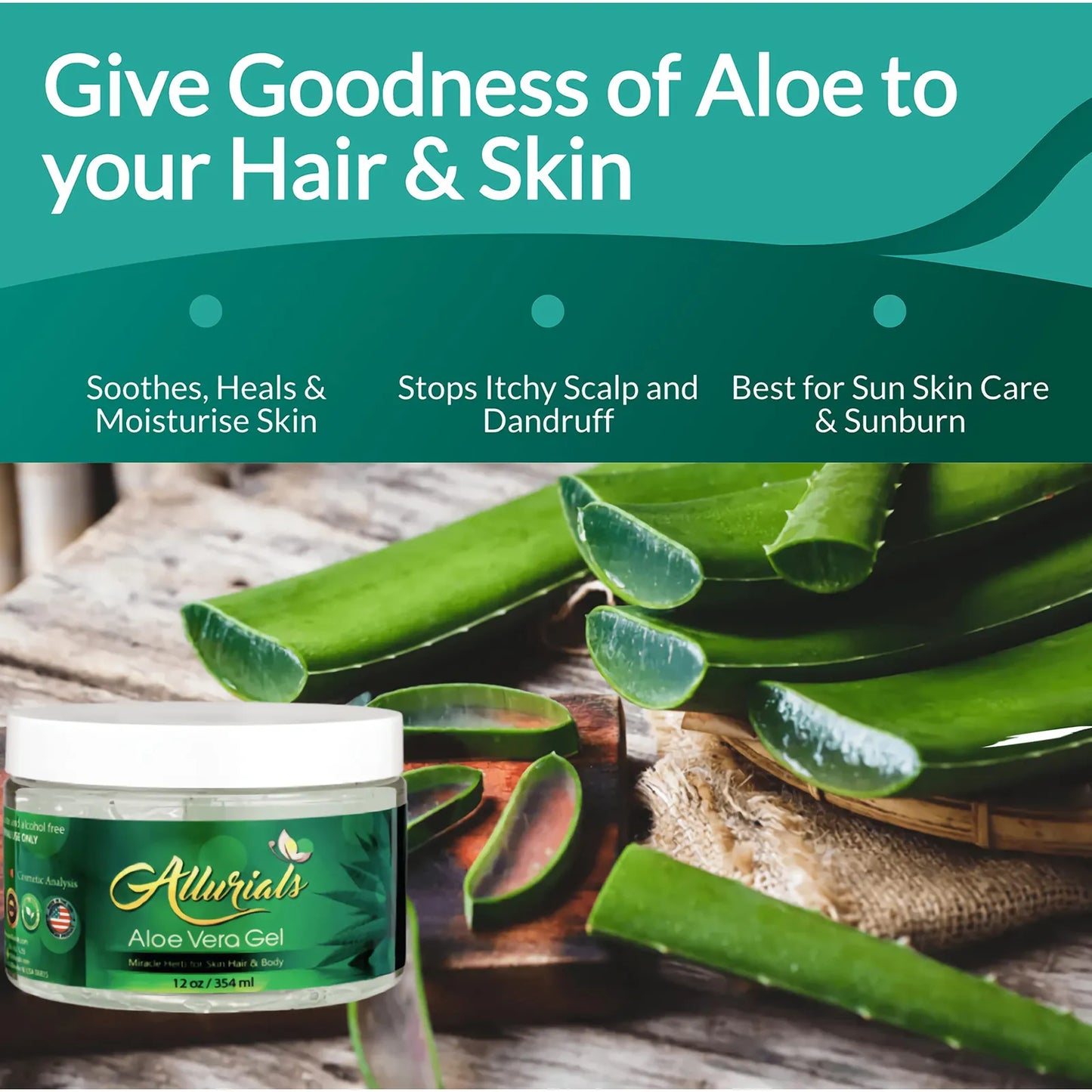 Gel Puro Orgánico De Aloe Vera 355ml Hidrata Repara Piel Cabello