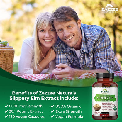 Extracto Orgánico De Corteza De Olmo 8000 Mg 120 Cápsulas Veganas Certificado USDA