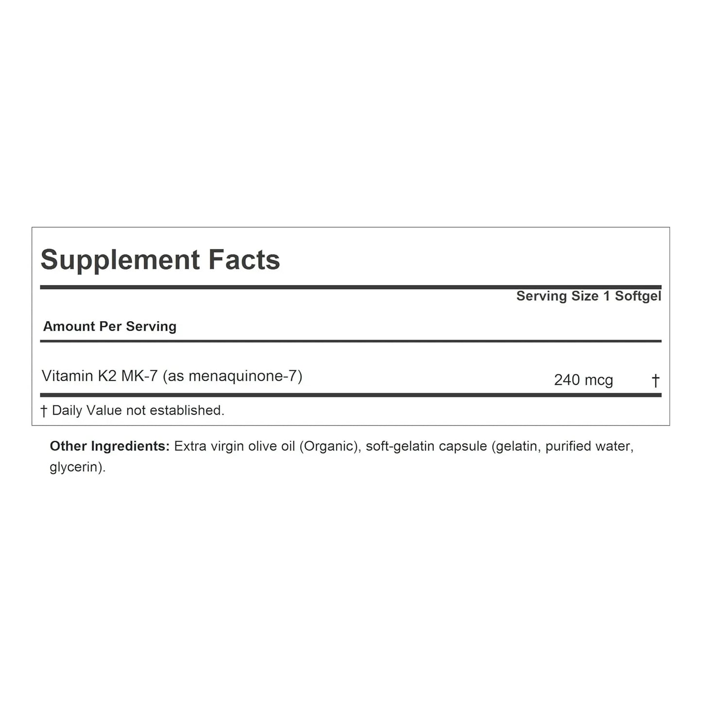 Vitamina K2 MK7 240 Mcg 360 Capsulas Blandas Andrew Lessman Corazon Y Huesos Fuertes