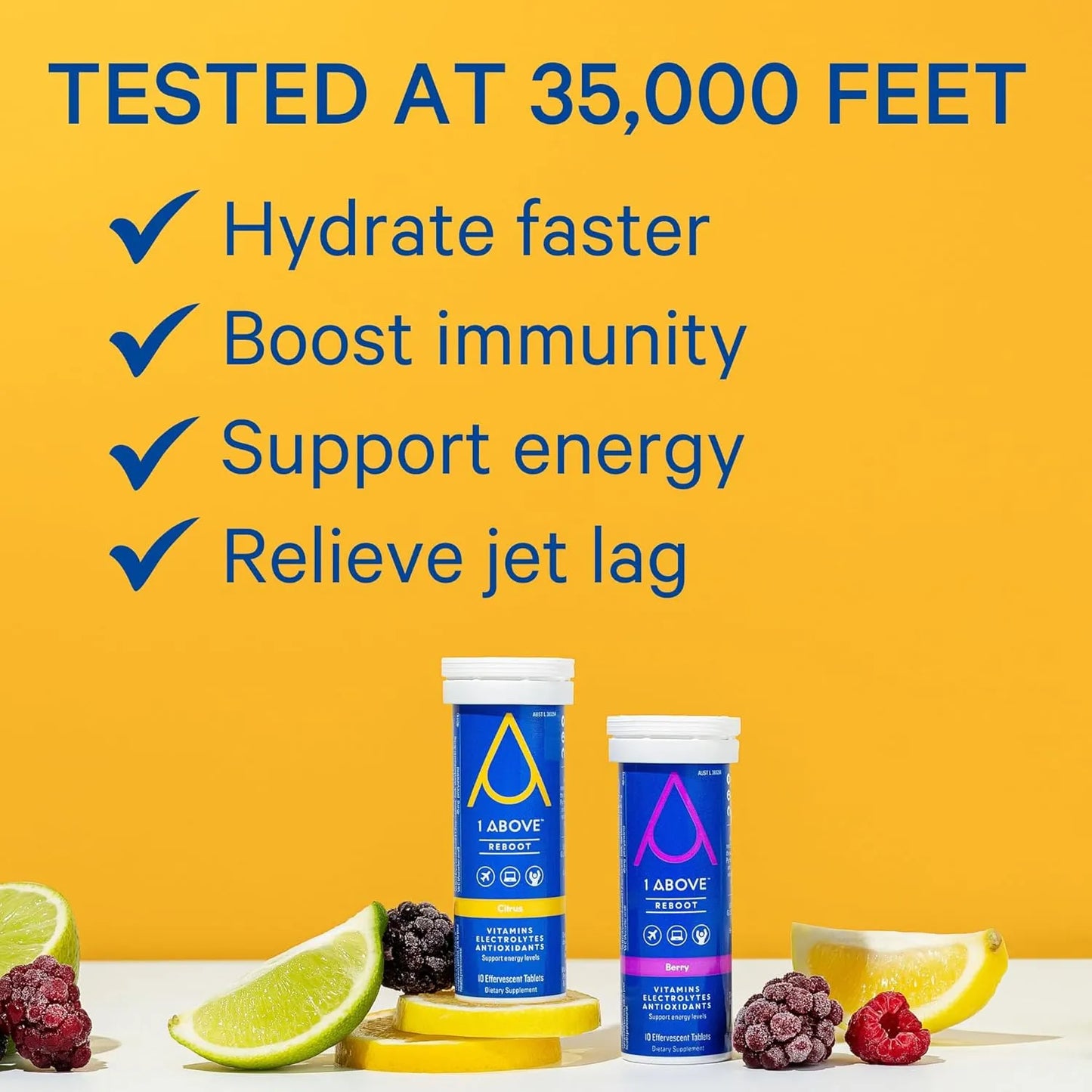 Tabletas Efervescentes Anti Jet Lag Multivitamínico Sabor Bayas Con Pycnogenol