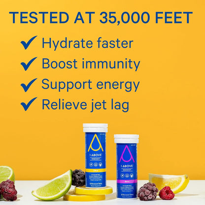 Tabletas Efervescentes Anti Jet Lag Multivitamínico Sabor Bayas Con Pycnogenol