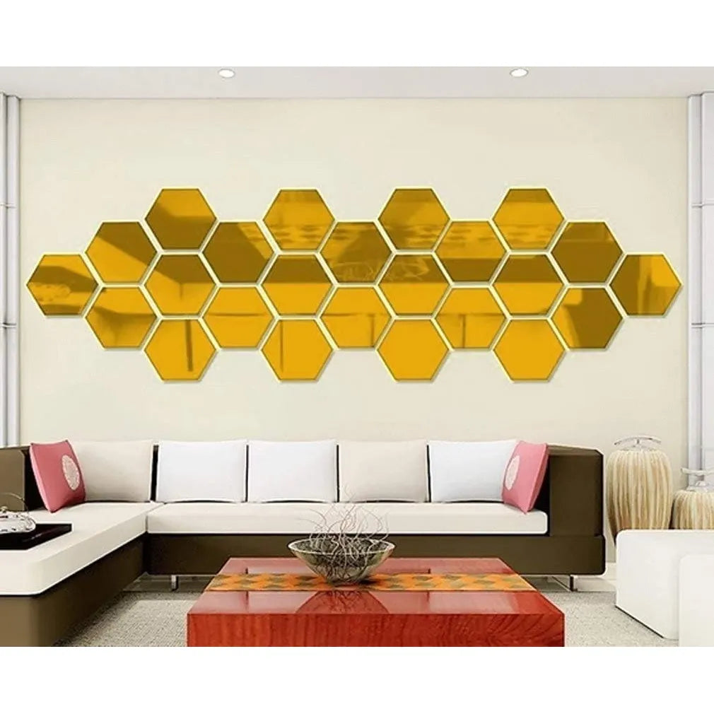 Pegatina Decorativa Espejo Acrilico 3D 12 Espejos Dorado Transforma Tu Espacio