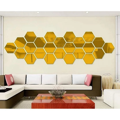 Pegatina Decorativa Espejo Acrilico 3D 12 Espejos Dorado Transforma Tu Espacio