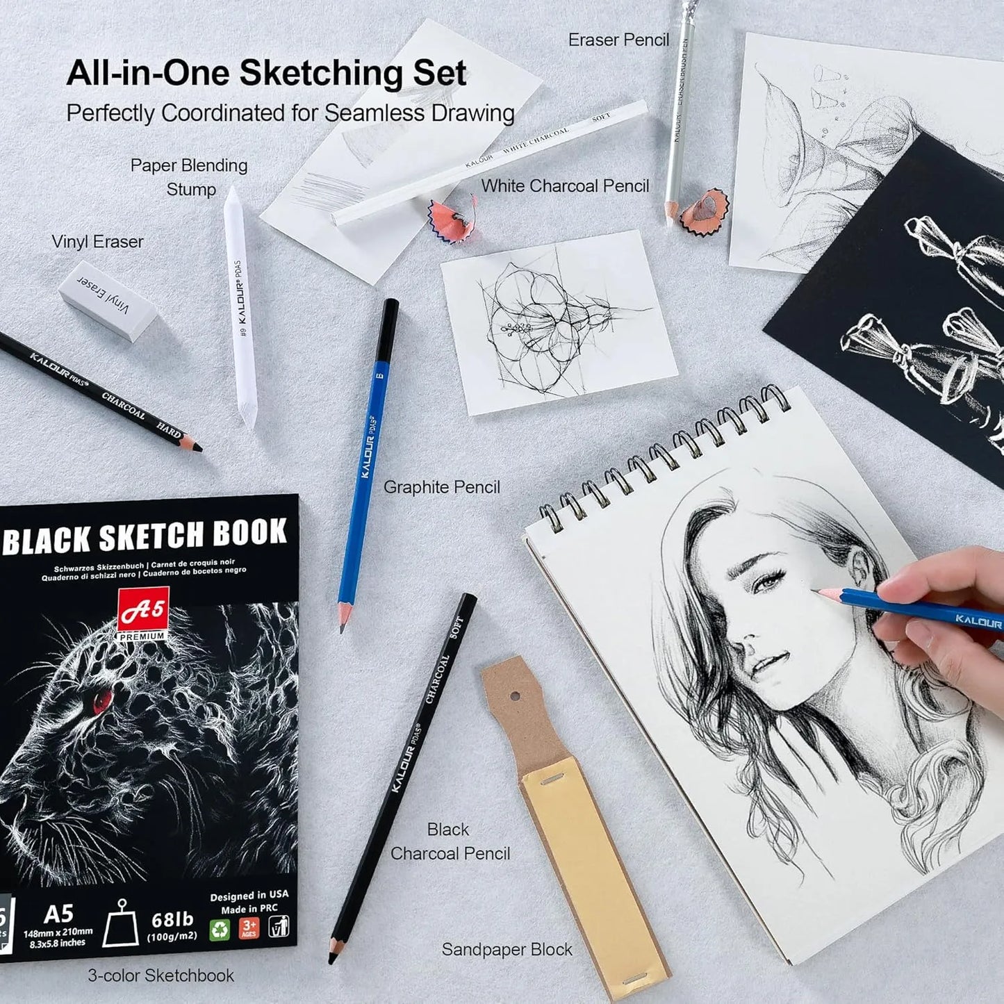 Kit Completo De Arte 154 Piezas Profesional Con Cuaderno Y Tutorial