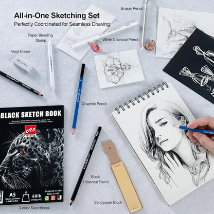 Kit Completo De Arte 154 Piezas Profesional Con Cuaderno Y Tutorial